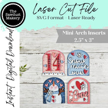 Load image into Gallery viewer, Valentine Snowman Mini Arch Sign Set SVG Sign Bundle | Seasonal Interchangeable Mini Sign Bundle | SVG Laser Cut File | Boho Signs

