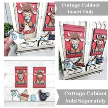 Load image into Gallery viewer, Add-on Highland Cows Cottage Cabinet Insert SVG | Laser Cut File | Cottage Cabinet Shelf Sitter | Seasonal Insert | Interchangeable Decor
