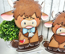 Load image into Gallery viewer, Highland Cow Shelf Sitter SVG | Laser Cut File | Farmhouse Cow Decor | Layered SVG Design | Country Farmhouse Decor
