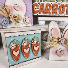 Load image into Gallery viewer, Prim Bunnies &amp; Carrot Decor Set SVG File | Prim Bunny SVG| Laser Cut File | Tiered Tray Decor | Easter SVG File | Prim Easter Decor
