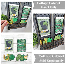 Load image into Gallery viewer, Add-on St. Patrick Cottage Cabinet Insert SVG | Laser Cut File | Cottage Cabinet Shelf Sitter | Seasonal Insert | Interchangeable Decor
