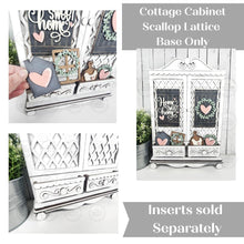 Load image into Gallery viewer, Cottage Cabinet Scallop Lattice Interchangeable Base SVG | Home Decor SVG | Laser Cut File | Interchangeable Shelf Sitter SVG
