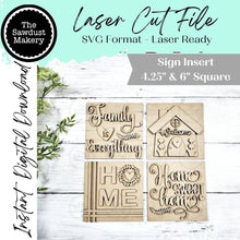 Load image into Gallery viewer, Family Home Sign Bundle | Laser Cut File | Interchangeable Frame | Winter Sign Inserts | Home Decor SVG | Home Sign Bundle
