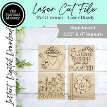 Load image into Gallery viewer, Spring Flowers Home Sign Bundle | Laser Cut File | Interchangeable Frame | Spring Sign Inserts | Home Decor SVG | Spring Sign Bundle
