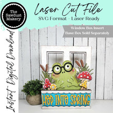 Load image into Gallery viewer, Add-on for Interchangeable Window Box | Frog Hop into Spring Window Box Insert SVG | Laser Cut File | Window Box Shelf Sitter
