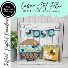 Load image into Gallery viewer, Honey Bee SVG File | Bee Mini Tray Decor Set SVG | Laser Cut File | Glowforge | Bee SVG File | Honey Bee| Daisy | Honey Bee
