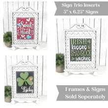 Load image into Gallery viewer, Cottage Cabinet Lattice Frame SVG | Home Decor SVG | Laser Cut File | 5" x 6.25" Trio Sign Frame Holder | Interchangeable Shelf Sitter
