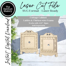 Load image into Gallery viewer, Cottage Cabinet Sign Frame Bundle SVG | Home Decor SVG | Laser Cut File | 4.25" x 4.25" Sign Frame Holder | Interchangeable Shelf Sitter
