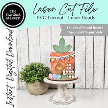 Load image into Gallery viewer, Add-on for Decorative Interchangeable Pedestal Stand | Carrot House Scene | Laser Cut File | Seasonal Interchangeable | Pedestal SVG
