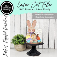 Load image into Gallery viewer, Add-on for Decorative Interchangeable Pedestal Stand | Happy Easter Bunny Scene | Laser Cut File | Seasonal Interchangeable | Pedestal SVG
