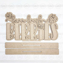 Load image into Gallery viewer, Fresh Berries Strawberry Word Art Shelf Sitter Standing File SVG | Summer Laser Cut File | Strawberry decor | Strawberry SVG
