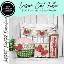 Load image into Gallery viewer, Strawberry Tiered Tray SVG File | Laser Cut File | Glowforge | Strawberry | Fresh Picked Berries | Daisy svg | Summer svg
