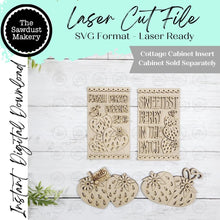 Load image into Gallery viewer, Add-on Strawberry Cottage Cabinet Insert SVG | Laser Cut File | Cottage Cabinet Shelf Sitter | Seasonal Insert | Interchangeable Decor
