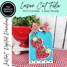 Load image into Gallery viewer, Strawberry Berry Sweet Gift Card Holder Laser Cut SVG File | Strawberry Gift Card Holders | Laser SVG File | Glowforge | Gift Tag SVG
