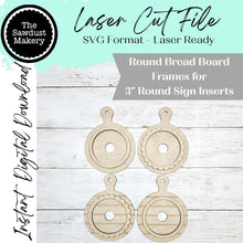 Load image into Gallery viewer, Interchangeable Decorative Scallop and Bead Frame Bundle SVG | Laser Cut File | 3" Round Sign Insert Frame | Seasonal Interchangeable
