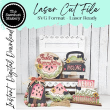 Load image into Gallery viewer, Hello Sweet Summer Watermelon Decor Set SVG File | Laser Cut File | Watermelon SVG File | Tiered Tray svg | Hello Summer SVG | Summer
