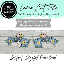 Load image into Gallery viewer, Goose Cottage Drawer Insert SVG | Laser Cut File | Cottage Drawer Shelf Sitter | Seasonal Insert | Interchangeable Decor

