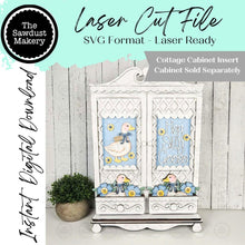 Load image into Gallery viewer, Add-on Hey Silly Goose Cottage Cabinet Insert SVG | Laser Cut File | Cottage Cabinet Shelf Sitter | Seasonal Insert | Interchangeable Decor
