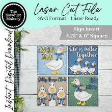 Load image into Gallery viewer, Hey Silly Goose Bundle | Laser Cut File | Interchangeable Frame | Goose Sign Inserts | Home Decor SVG | Goose Welcome Signs
