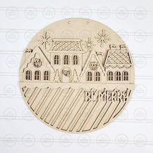 Load image into Gallery viewer, Gingerbread House Round Door Hanger Laser Cut File | Christmas Door Hanger SVG (Digital Download)
