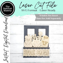 Load image into Gallery viewer, Add-on for Interchangeable Window Box | Spook Squad Halloween Window Box Insert SVG | Laser Cut File | Window Box Shelf Sitter
