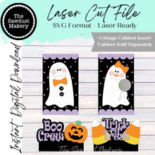Load image into Gallery viewer, Add-on Boo Crew Cabinet Insert SVG | Laser Cut File | Cottage Cabinet Shelf Sitter | Seasonal Insert | Interchangeable Decor
