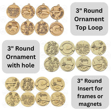 Load image into Gallery viewer, Snowman 3" Rounds &amp; Ornament Round Scrap Buster Bundle | Laser Cut File | 3" round SVG | 3" Round Christmas Ornaments | Digital download
