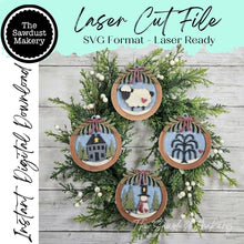 Load image into Gallery viewer, Traditional Round Prim Christmas Ornament SVG | Laser Cut File (Digital Download)
