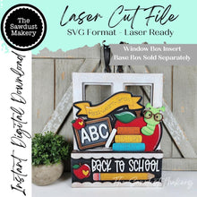 Load image into Gallery viewer, Add-on for Interchangeable Window Box | Back to School Window Box Insert SVG | Laser Cut File | Window Box Shelf Sitter
