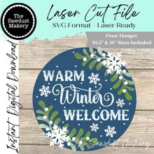 Load image into Gallery viewer, Warm Winter Welcome Door Hanger SVG | Winter Laser Cut File (Digital Download)
