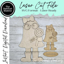 Load image into Gallery viewer, Gertie Halloween Ghost SVG, Laser Cut File, Shelf Sitter (Digital Download)
