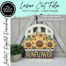 Load image into Gallery viewer, Add-on for Interchangeable Window Box | Sunflower Window Box Insert SVG | Laser Cut File | Window Box Shelf Sitter
