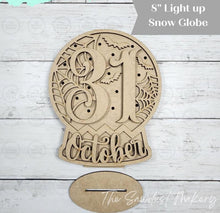 Load image into Gallery viewer, Oct 31 Halloween Globe Laser Cut File | Light Up Shelf Sitter SVG (Digital Download)
