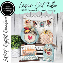 Load image into Gallery viewer, Fall Harvest Pumpkin Decor Set Tiered Tray Display SVG File | Laser Cut File | Pumpkin | Pumpkins | Fall SVG
