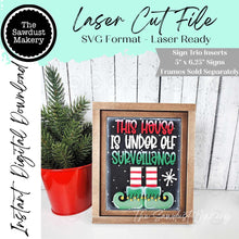 Load image into Gallery viewer, Elf Surveillance Sign Insert Laser Cut File | Interchangeable Frame | Christmas Sign Insert | 5" x 6.25" sign
