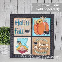 Load image into Gallery viewer, Scarecrow Fall Sign Laser Cut File | Laser Cut File | Interchangeable Frame | Fall Sign Bundle | Scarecrow SVG | Sunflower SVG
