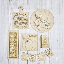 Load image into Gallery viewer, Scarecrow Fall Decor Set Tiered Tray Display SVG File | Laser Cut File | Pumpkin | Pumpkins | Fall SVG
