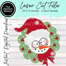 Load image into Gallery viewer, Nerdy Snowman Wreath SVG | Laser Cut File, Door Hanger (Digital Download)
