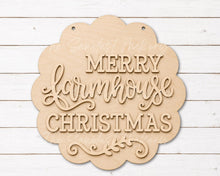Load image into Gallery viewer, Merry Farmhouse Christmas Scallop Door Hanger SVG | Christmas Laser Cut File (Digital Download)
