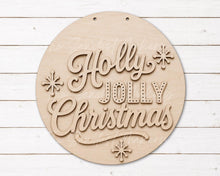 Load image into Gallery viewer, Holly Jolly Christmas Scallop Door Hanger SVG | Christmas Laser Cut File (Digital Download)
