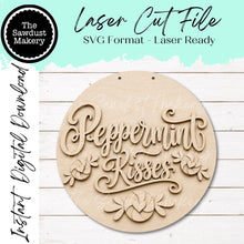 Load image into Gallery viewer, Peppermint Kisses Door Hanger 10.5" SVG File | Laser Cut File | Gingerbread SVG File | Door Hanger | Gingerbread Christmas SVG
