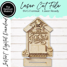 Load image into Gallery viewer, Halloween House Countdown to Halloween Shelf Sitter SVG File | Laser Cut File | Halloween laser cut File
