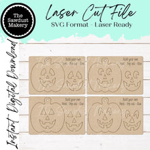 Load image into Gallery viewer, Halloween Pumpkin Pop-Out Tags Kids Kit Laser Cut SVG File | Pop-out Gift Card Holder | Halloween SVG (Digital Download)
