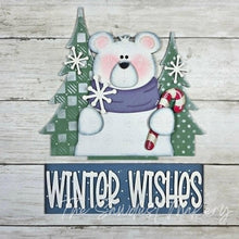 Load image into Gallery viewer, Add-on for Interchangeable Window Box | Winter Wishes Polar Bear Window Box Insert SVG | Laser Cut File | Window Box Shelf Sitter
