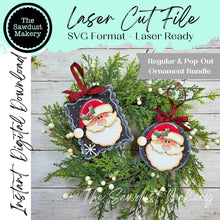 Load image into Gallery viewer, Santa Scallop &amp; Round Ornament + Pop-out Ornament Version SVG | Laser Cut File, Ornament (Digital Download)
