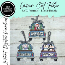 Load image into Gallery viewer, Winter Friends Truck Ornament Bundle SVG File | Laser Cut File | Christmas Ornament SVG | Christmas SVG | Christmas Truck Ornament
