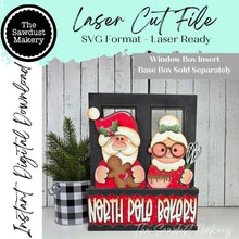 Load image into Gallery viewer, Add-on for Interchangeable Window Box | North Pole Bakery Santa Claus Window Box Insert SVG | Laser Cut File | Window Box Shelf Sitter
