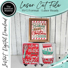 Load image into Gallery viewer, Gingerbread Christmas Trio Sign Bundle Laser Cut File | Interchangeable Frame | Fall Sign Inserts | 5" x 6.25" signs | Gingerbread House
