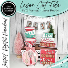 Load image into Gallery viewer, Christmas Baking Decor Set Tiered Tray Display SVG File | Laser Cut File | Christmas SVG | Vintage Christmas SVG
