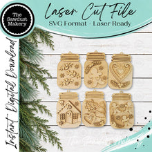 Load image into Gallery viewer, Gingerbread Mason Jar Gift Card Holder Ornament Bundle | Laser Cut File | Christmas Ornament SVG | Ornament SVG (Digital Download)
